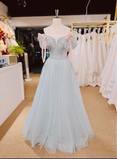 Baby Blue Off Shoulder Evening Gown BL1020