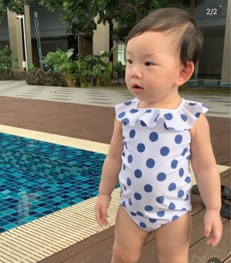 Baby girl polka dot swimsuit Babies Kids Babies Kids Fashion