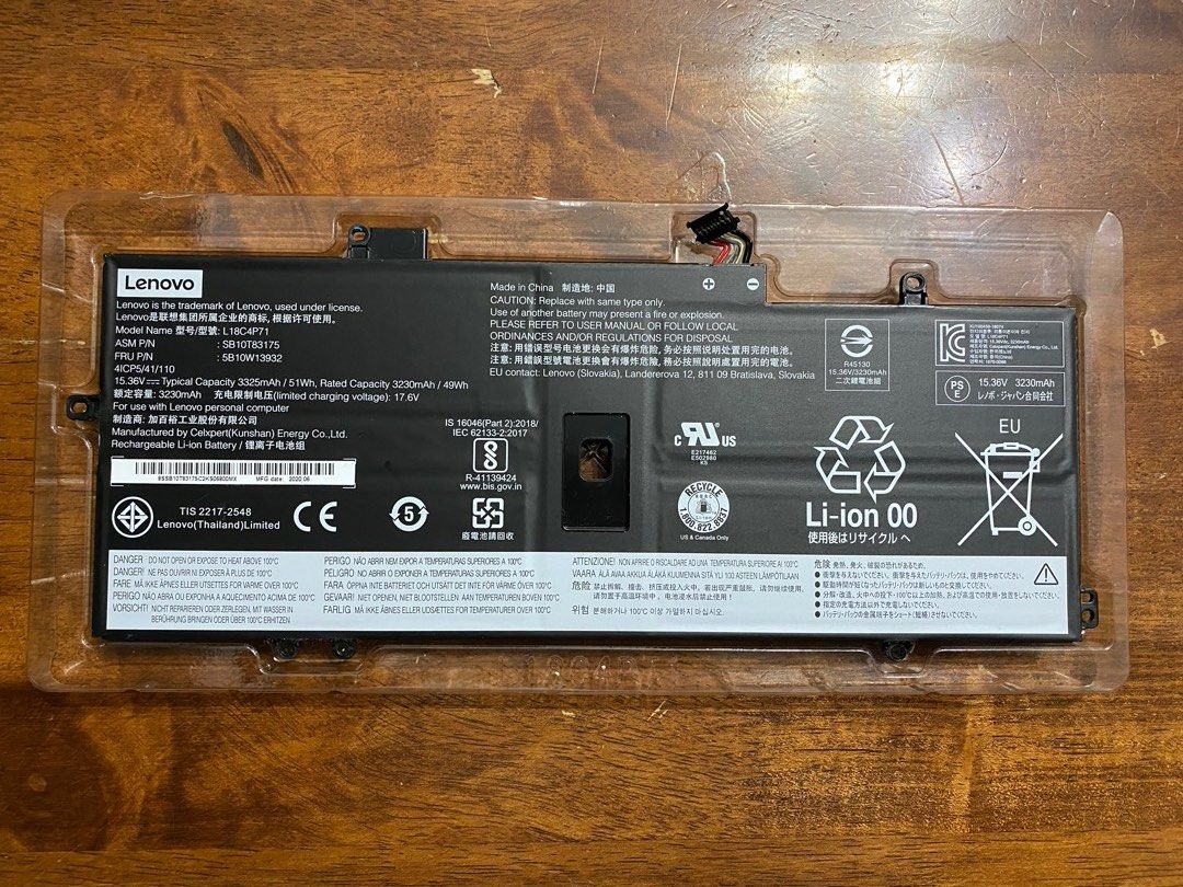 Battery Thinkpad X1 Carbon Gen 7/8 , X1 Yoga Gen 4, Computers & Tech