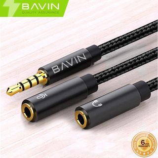 BAVIN AUX21 3.5mm Audio Male to Separate Stereo Aux w/ Headset Splitter Headphone Mic Y