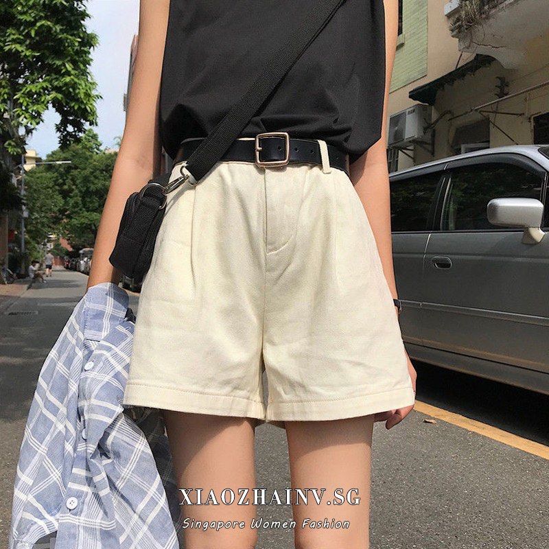Off-White/ Cream denim shorts, Women's Fashion, Bottoms, Shorts on
