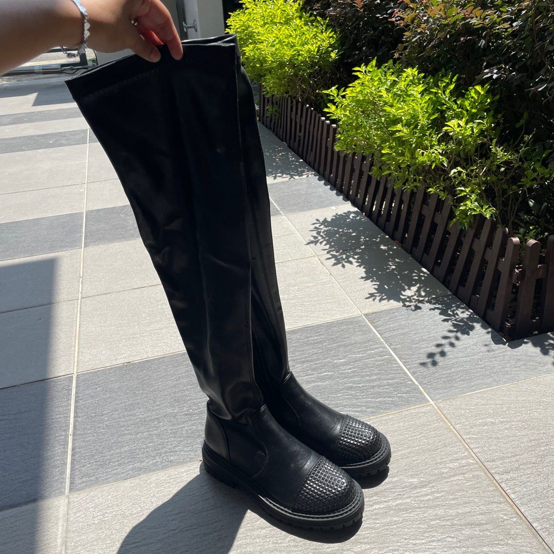 Pu knee 2025 high boots