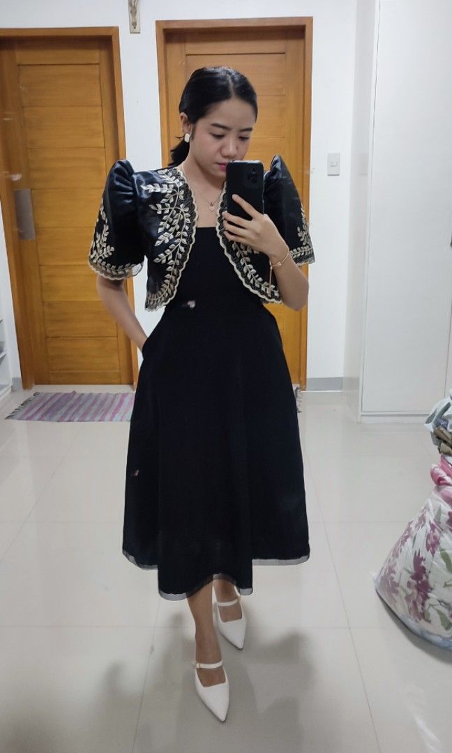 Black bolero Filipinana Women s Fashion Dresses Sets