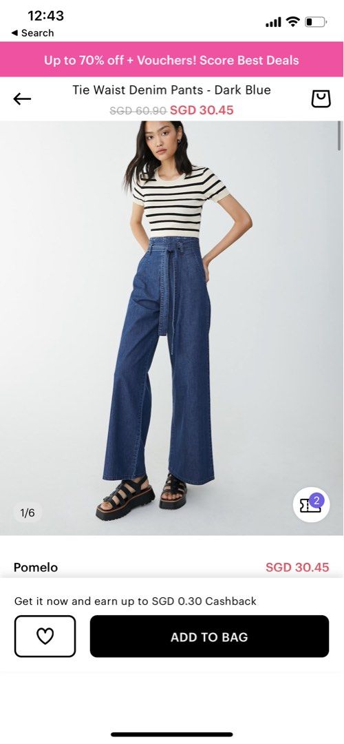 Sustainable Fit and Flare Pants - Dark Blue - Pomelo Fashion