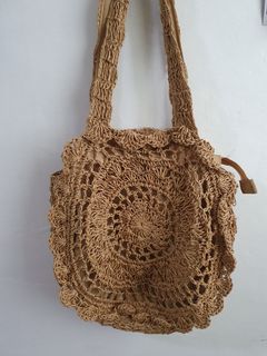 Boho brown shoulder bag beach bag