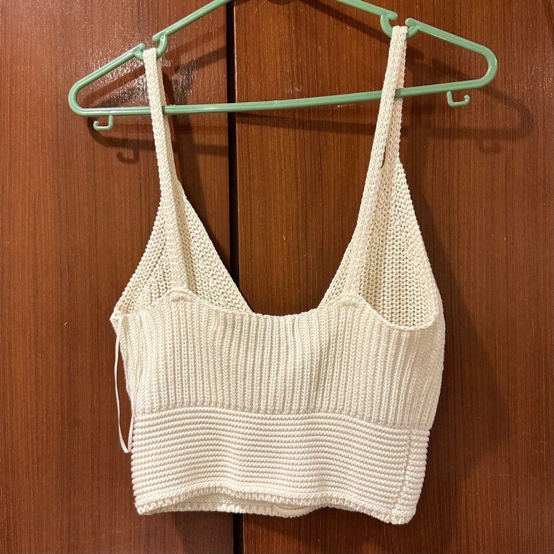 Brand New Zara Knit Lace Up Crop Top, Women's Fashion, Tops, Sleeveless