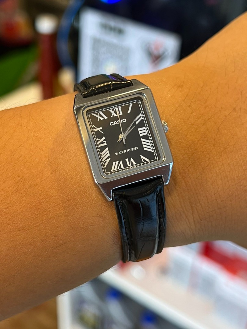 CASIO Analog Black Leather Ladies Watch LTP-V007L-1B / Legit Casio Analog Tank Leather Ladies ...
