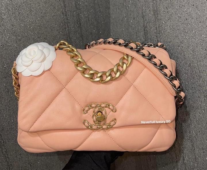 Chanel 22K Small 19 flap bag in pink lambskin