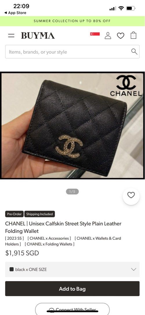 CHANEL  Unisex Calfskin Street Style Plain Leather Folding Wallet, Luxury,  Bags & Wallets on Carousell