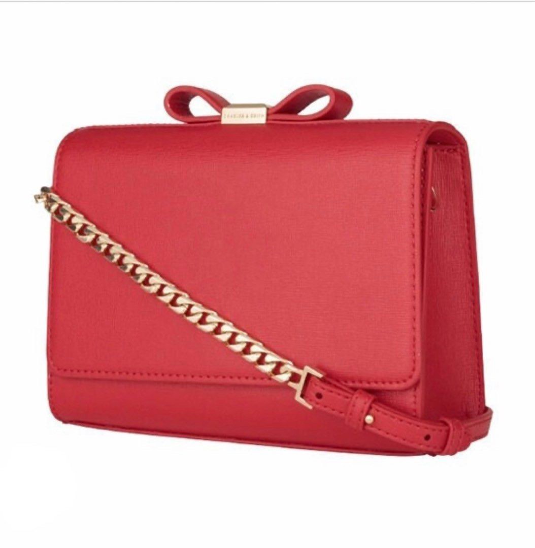 Charles and Keith Red Ribbon Crossbody Bag, Women's Fashion, Bags ...