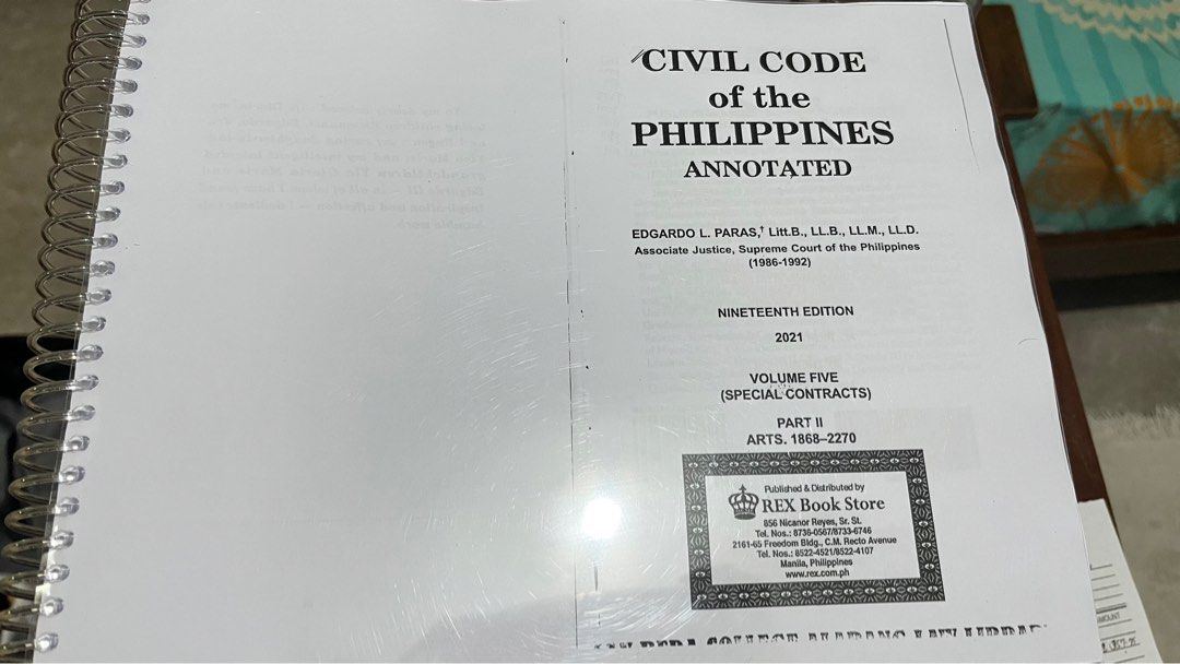 Civil Code of the Philippines Annotated (Special Contracts) Volume V