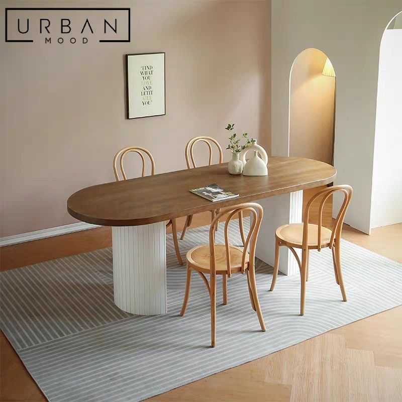 CLARKE Japandi Solid Wood Dining Table, Furniture & Home Living