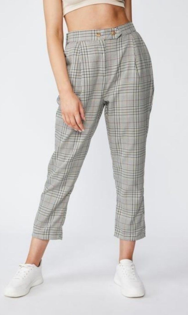 Checkered pants cotton on sale
