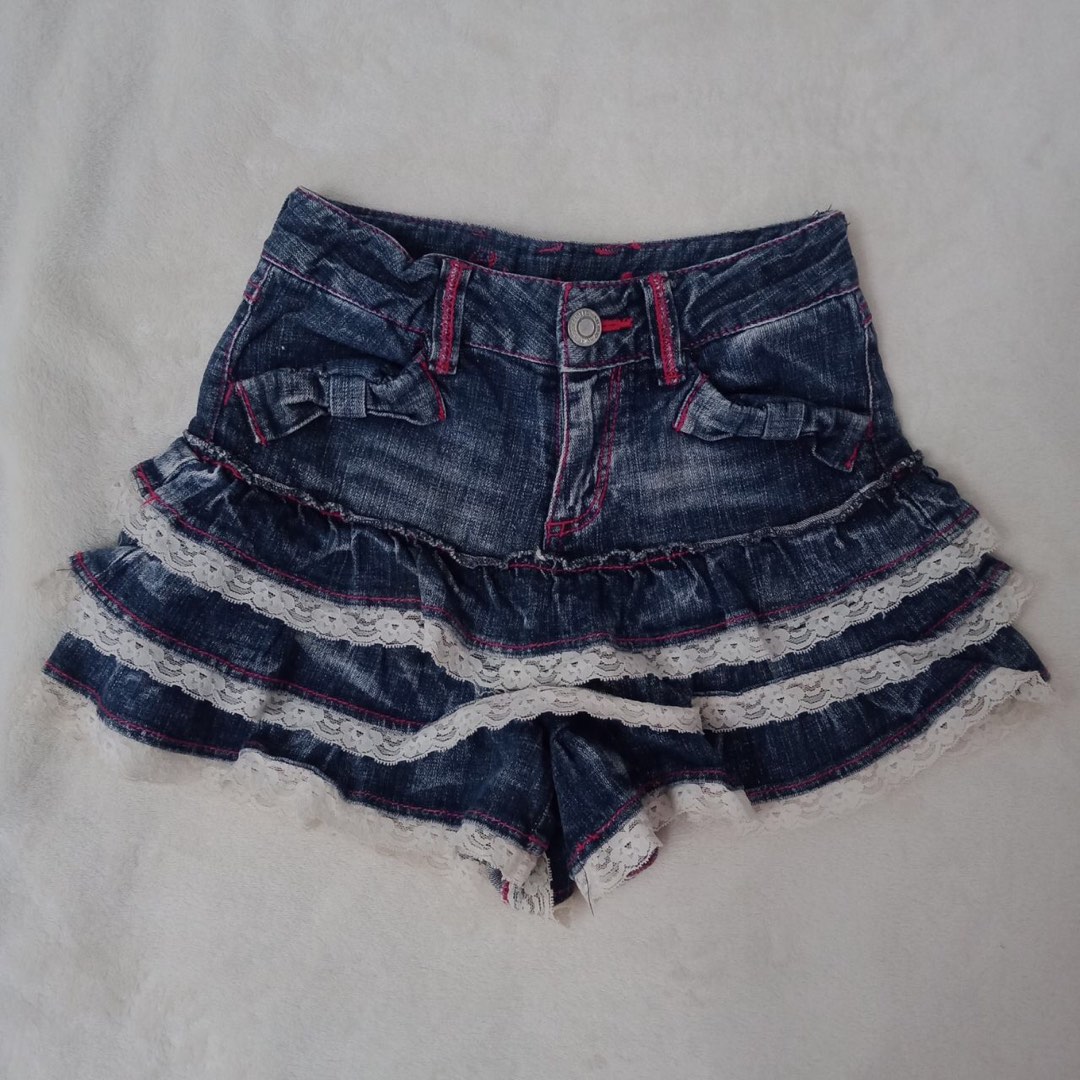 y2k retro vintage denim skort / palda shorts skirt - sirmione (japan ...