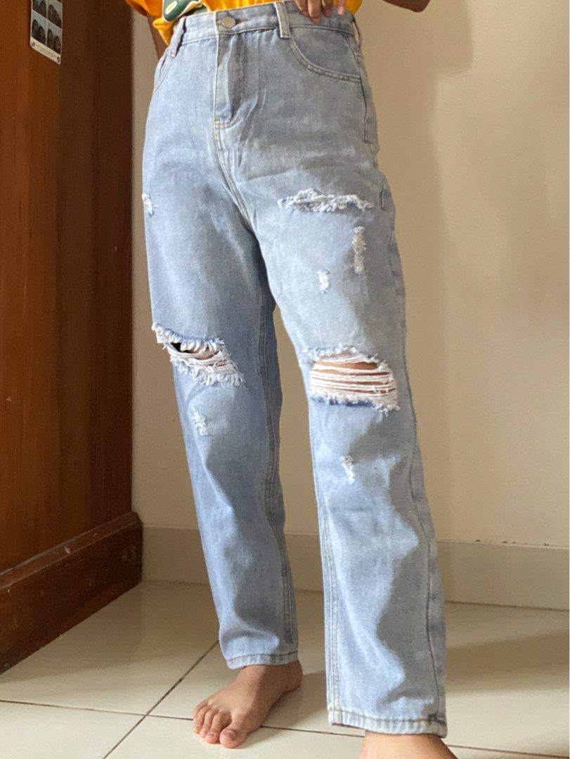 Baggy Ripped Jeans For Men Y2K Baggy Jeans For Men Star Patch