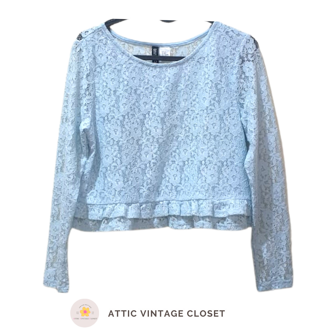 DIVIDED H&M Baby Blue Sweet Top on Carousell