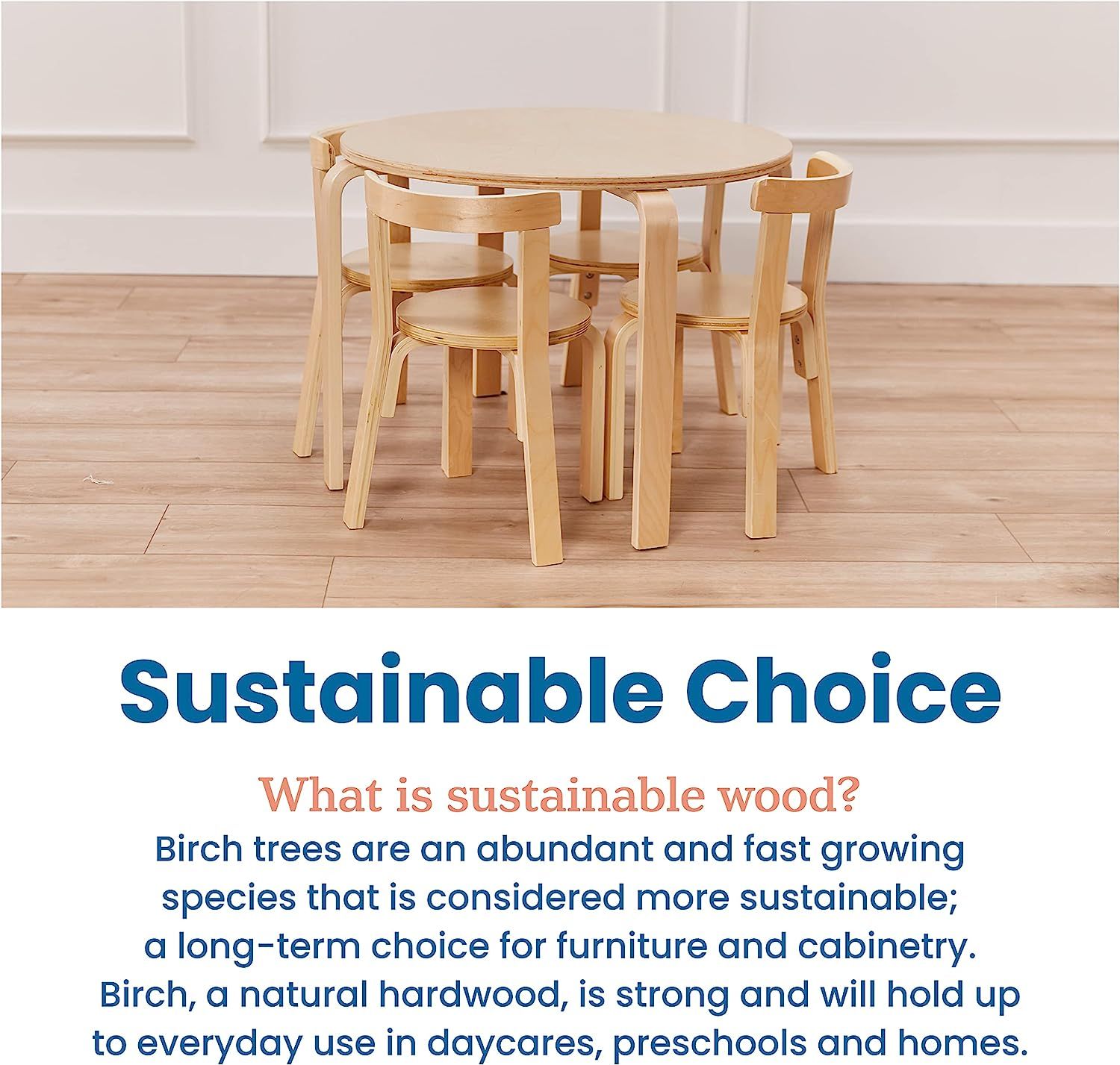 Kids School Furniture ECR4Kids 5-Piece Bentwood Table Chair Set