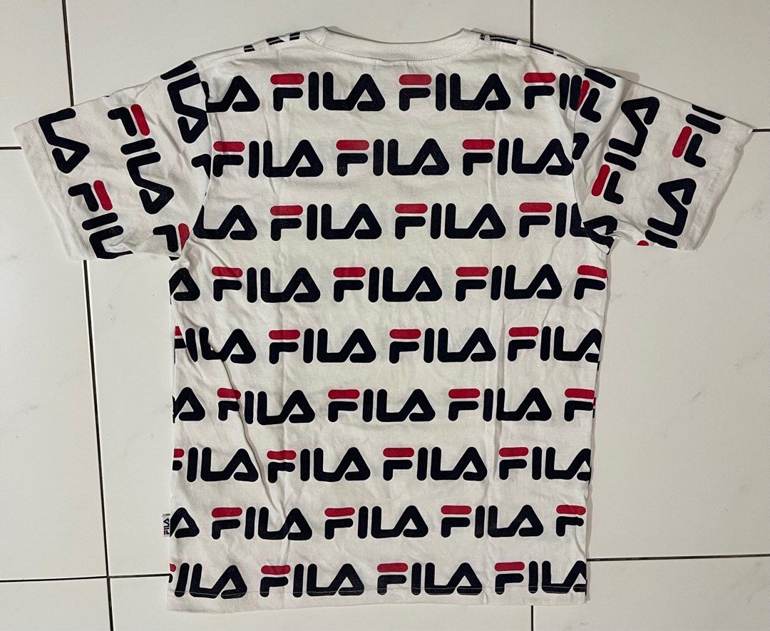 Fila All Over Logo Print Tee Authentic Men s Fashion Tops Sets Tshirts Polo Shirts on Carousell