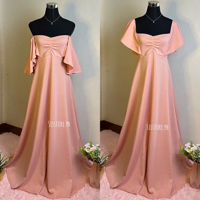 Floor length butterfly dress PLUS SIZE BLUSH PINK, Women's Fashion, Dresses  & Sets, Evening dresses & gowns on Carousell