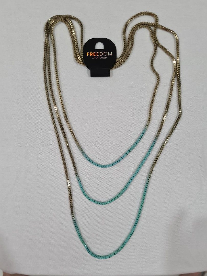 Freedom by Topshop Gradation Layered Necklace Aqua Blue
