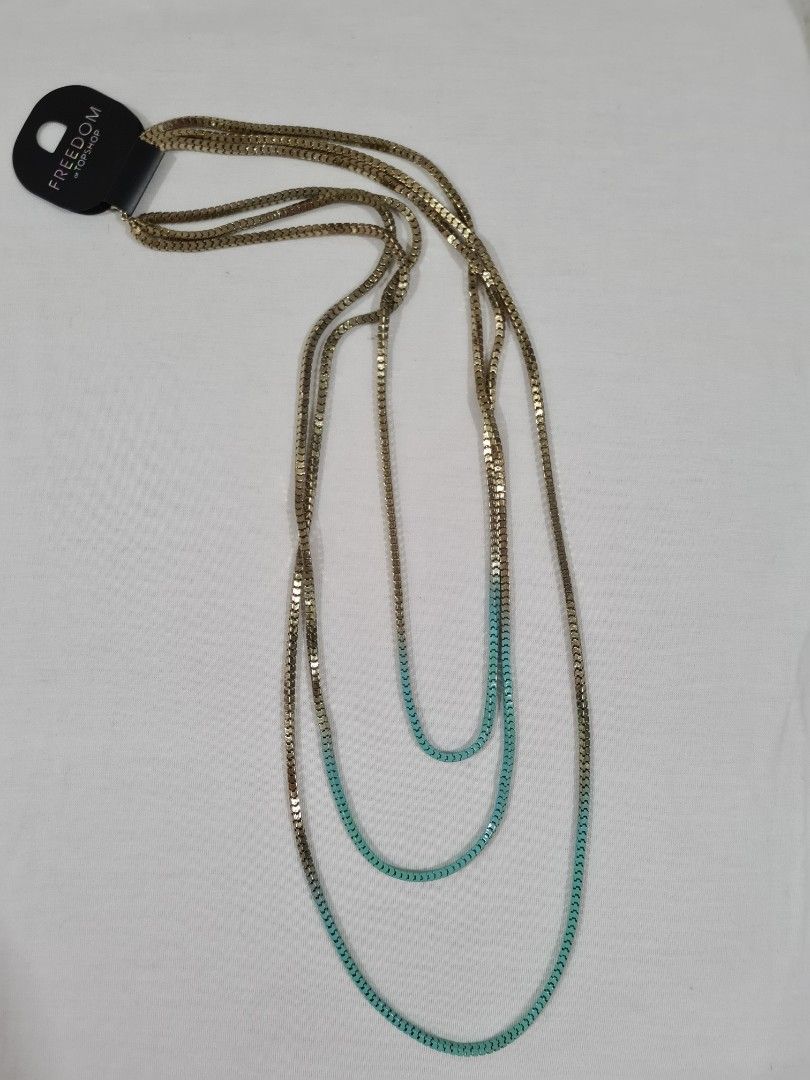 Freedom by Topshop Gradation Layered Necklace Aqua Blue