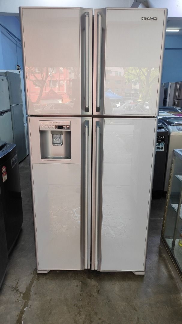FRIDGE SIDE BY SIDE HITACHI GLASS DOOR, TV & Home Appliances, Kitchen