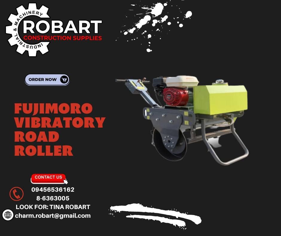 FUJIMOTO VIBRATORY ROAD ROLLER (Category: Construction Tools & Equipment) located in Manila. Submitted by tina.sales (Listing ID 1237885209, Image 1). Description: FUJIMOTO VIBRATORY ROAD ROLLER BRAND: FUJIMOTO MODEL: FJ600 Walk Speed; 0-3.8KM/H Exciting Force ;15KN Water Tank; 22L Hydraulic OilTank ;15L Steel Wheel Size; 426x600 Starting Mode; HAND Engine; HONDA GX160 ₱162500 𝒩𝑜𝓉𝑒: 𝒫𝓇𝒾𝒸𝑒𝓈 𝒶𝓇𝑒 𝓈𝓊𝒷𝒿𝑒𝒸𝓉 𝓉𝑜 𝒸𝒽𝒶𝓃𝑔𝑒 𝓌𝒾𝓉�