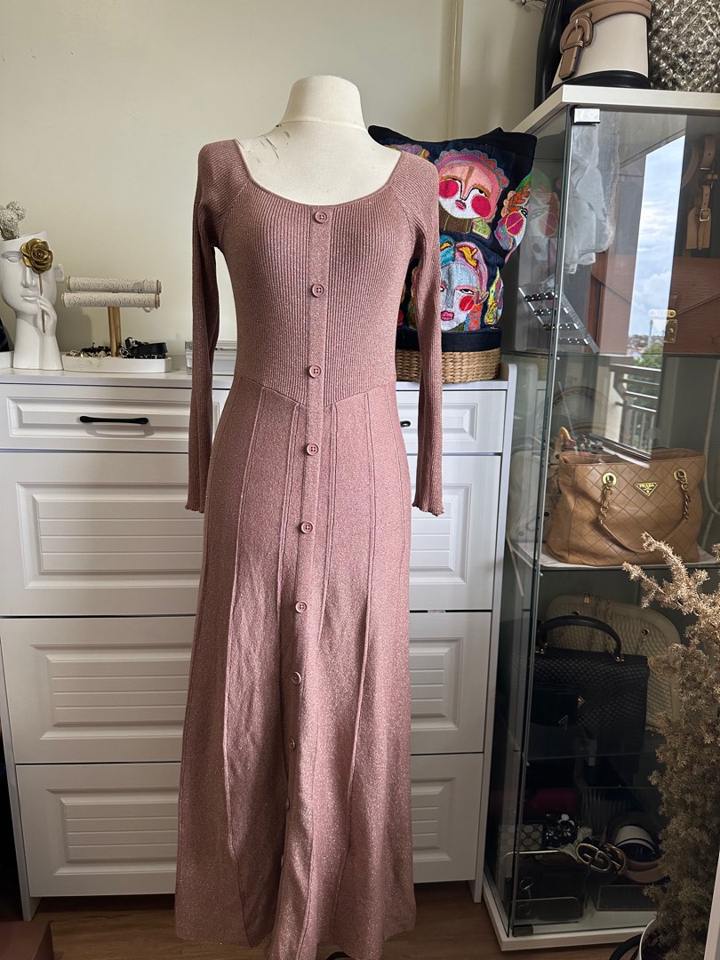 Glitter knit long dress