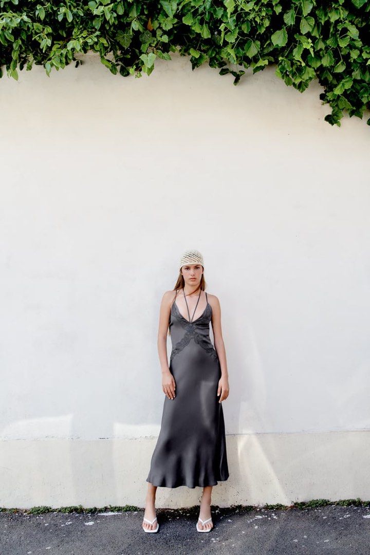 zara grey embroidered dress Zara Grey Embroidered Kurta main image 1