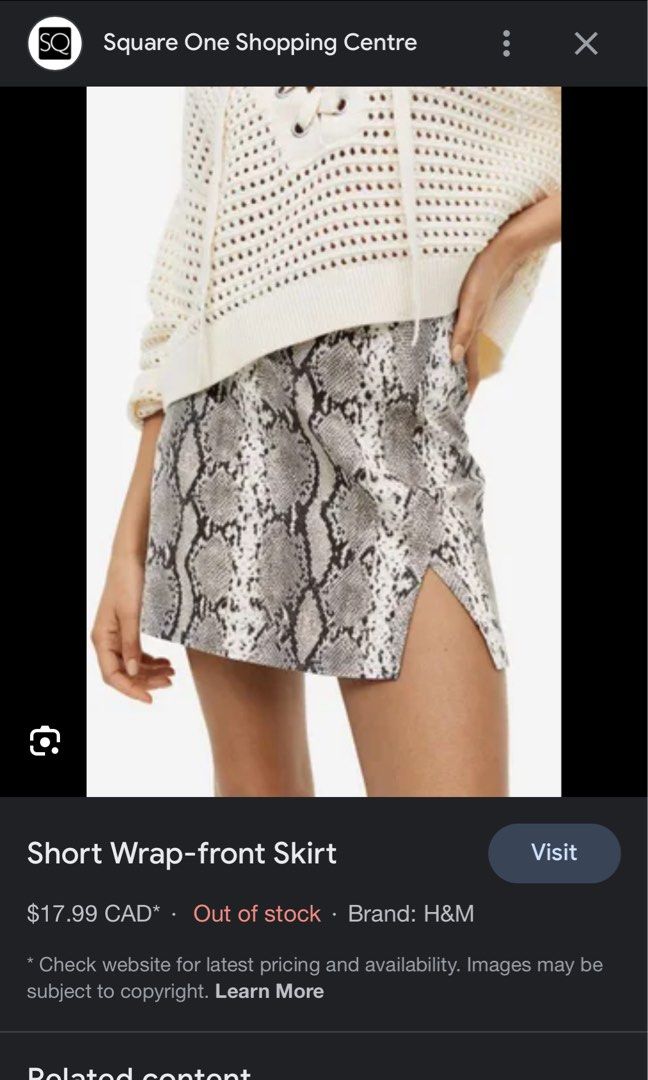 H and m outlet snakeskin skirt