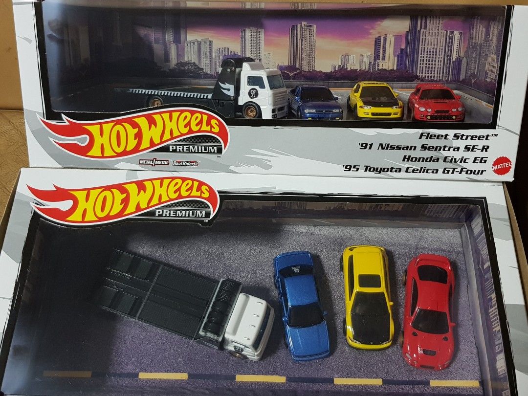 Hotwheels Premium Real Riders Team Transport JDM Set Nissan Sentra