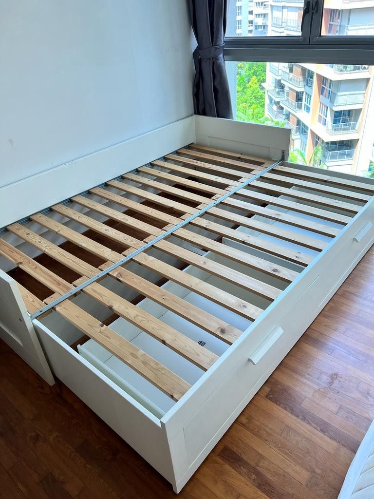 Ikea Day Bed Frame With 2 Drawers Brimnes Furniture Home Living