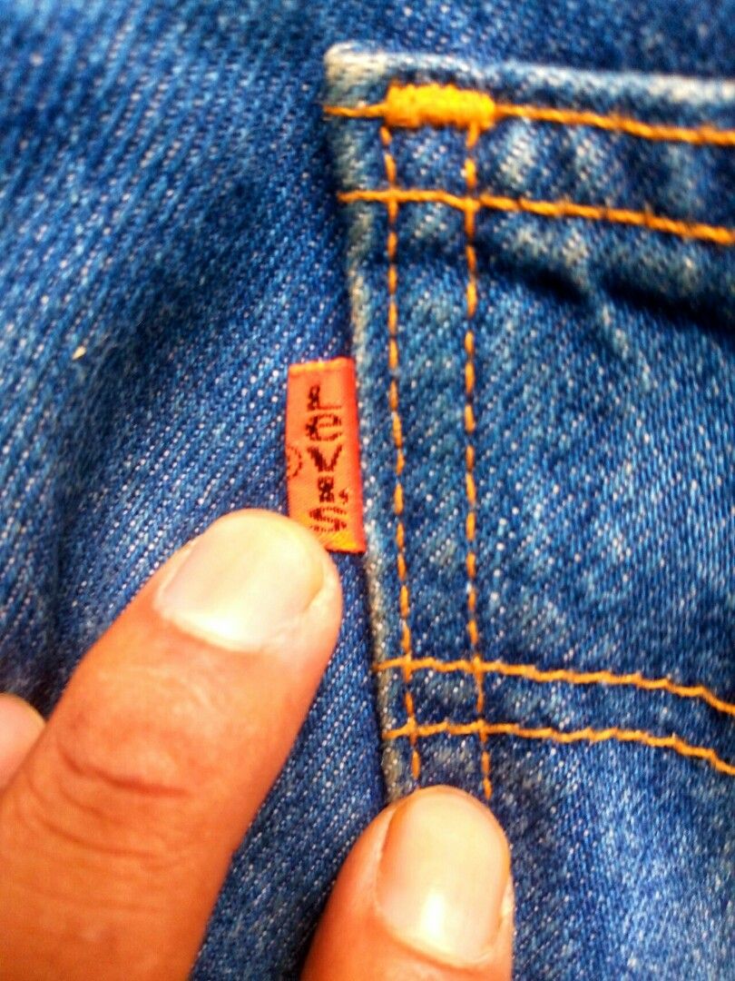 Jeans Levi's Tab Orange, Fesyen Pria, Pakaian , Bawahan di Carousell
