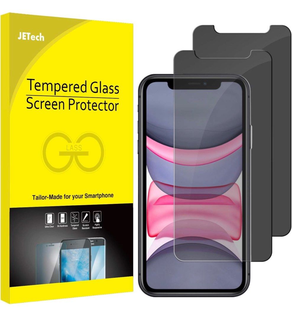 JETech Privacy Screen Protector for iPhone 13/13 Pro 6.1-Inch, Anti Spy  Tempered Glass Film, 2-Pack