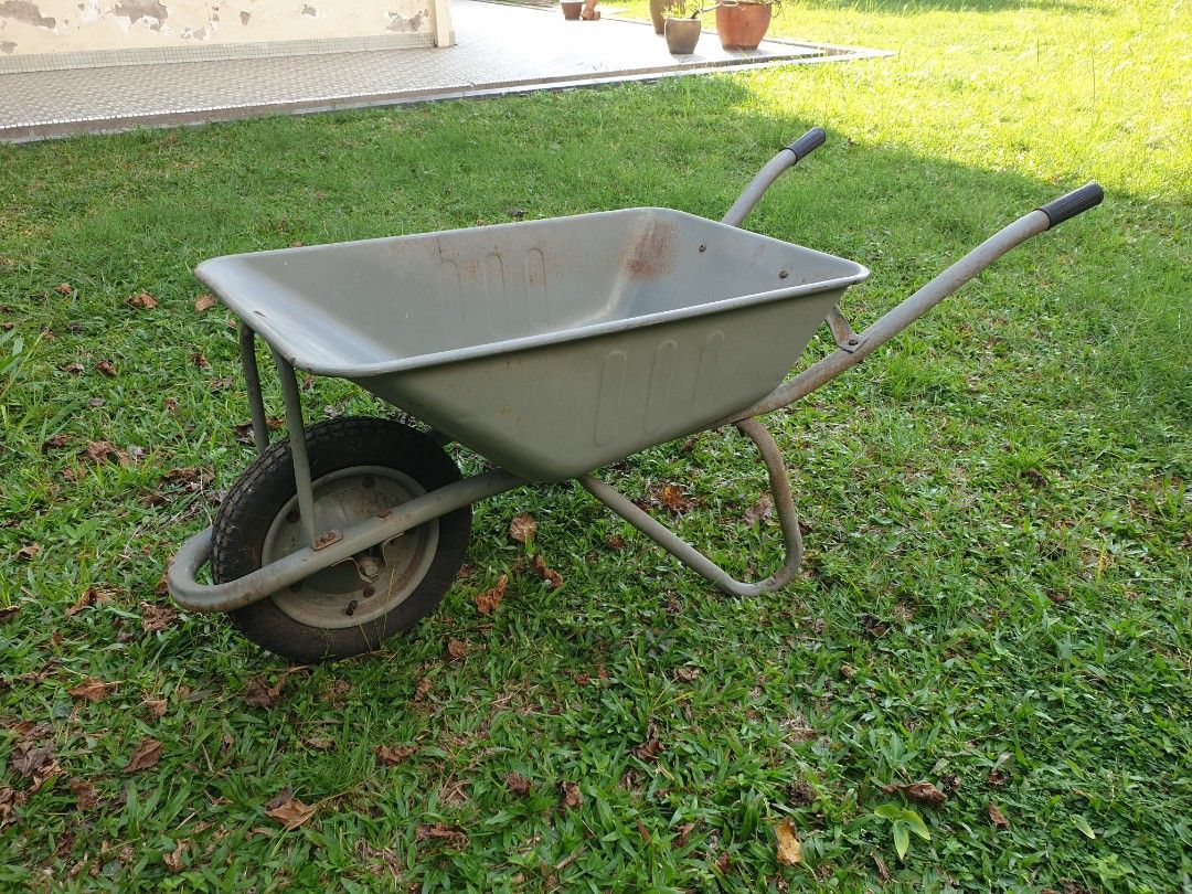 KING Wheelbarrow Metal Steel Wheel Barrow Grey Kereta Sorong Furniture