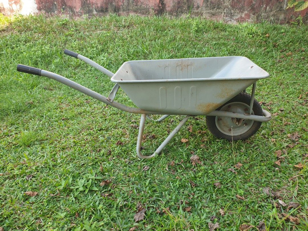 KING Wheelbarrow Metal Steel Wheel Barrow Grey Kereta Sorong, Furniture & Home Living, Gardening