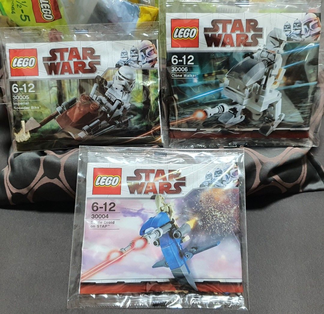 Lego Star Wars Starwars Polybag 30005 Imerial Speeder Bike 30006 Clone Walker 30004 Droid on Stap