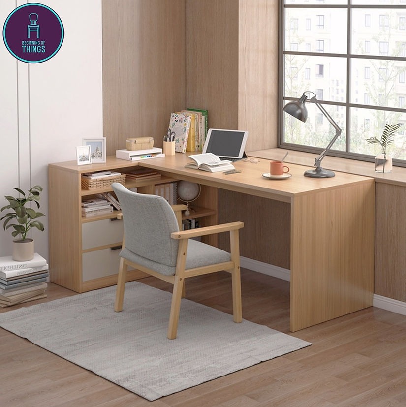 LEVIN L-Shaped Executive Table Desk with Cabinet Pedestal on Carousell