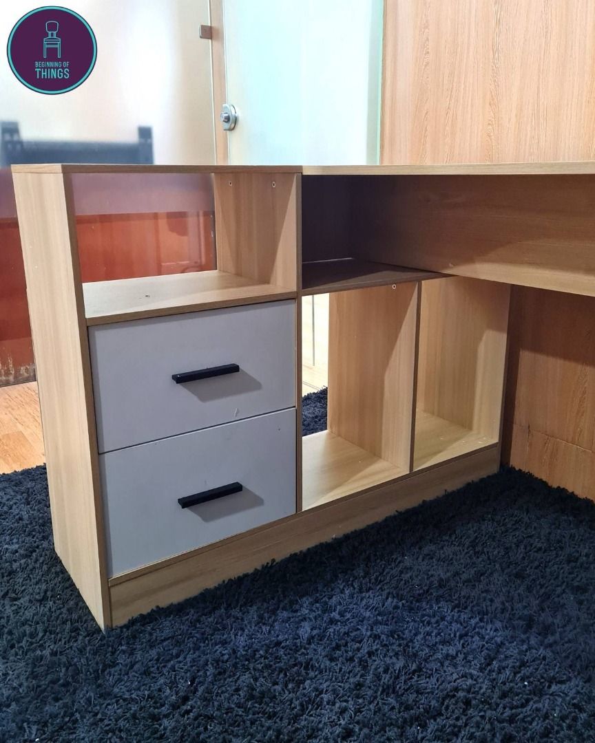 LEVIN L-Shaped Executive Table Desk with Cabinet Pedestal on Carousell