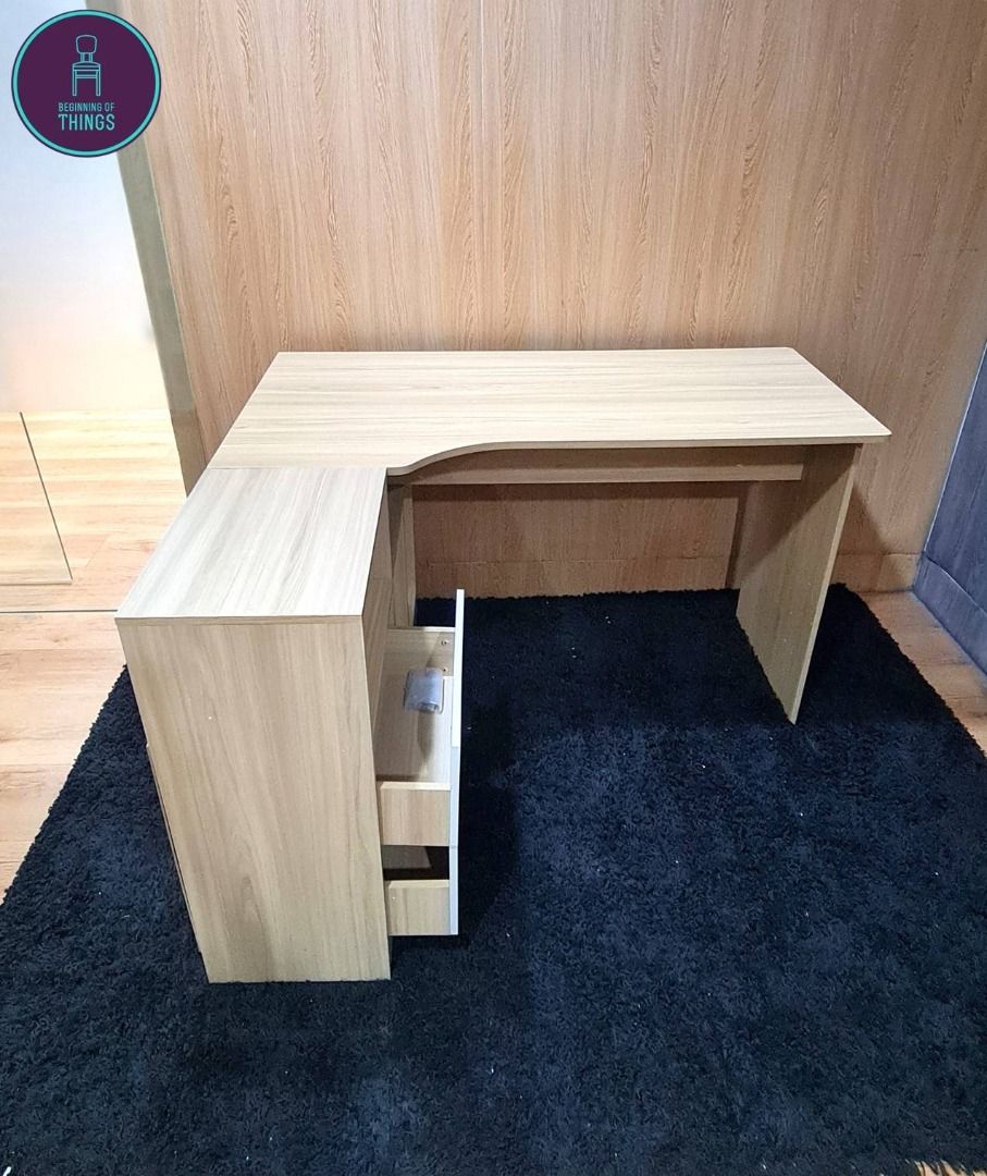 LEVIN L-Shaped Executive Table Desk with Cabinet Pedestal on Carousell