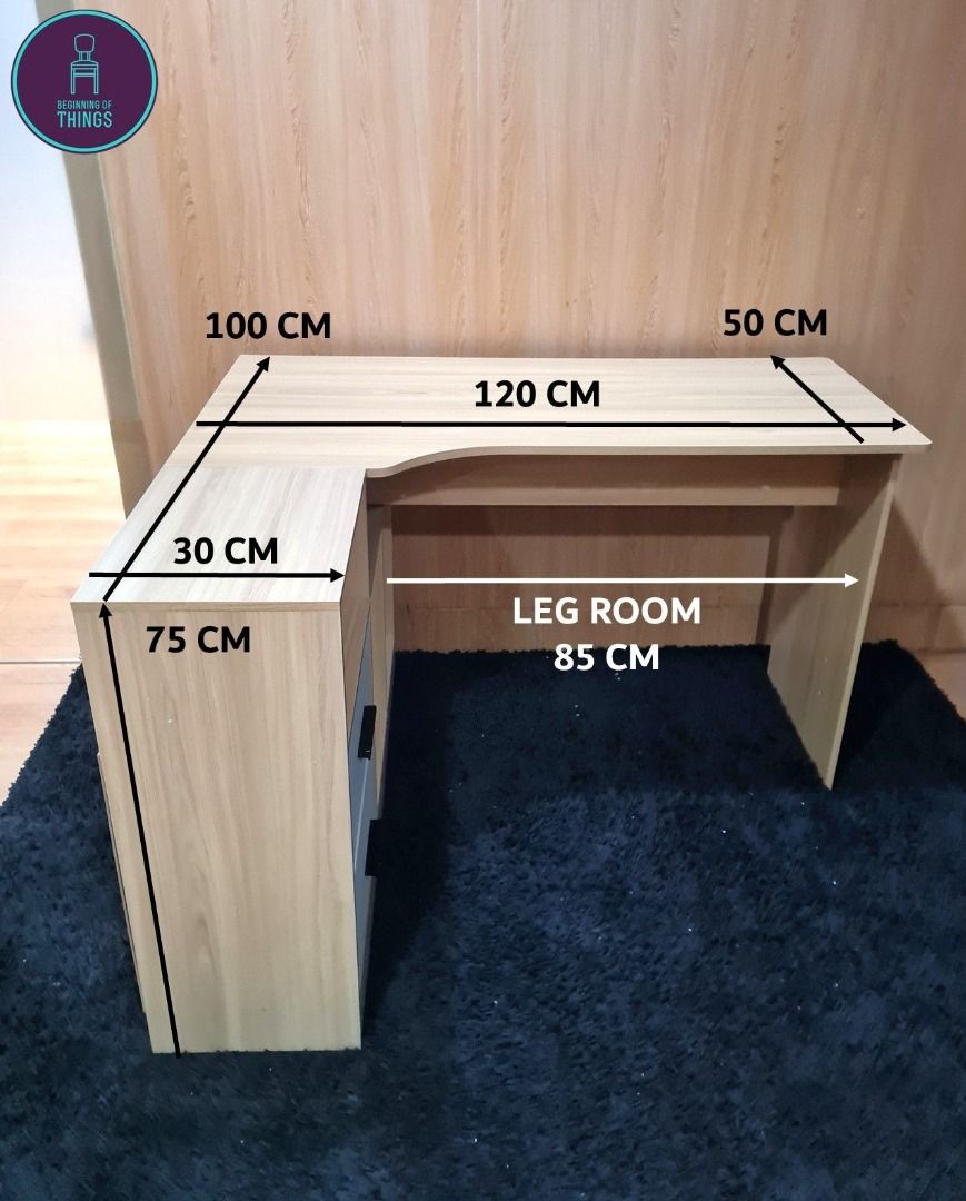 LEVIN L-Shaped Executive Table Desk with Cabinet Pedestal on Carousell