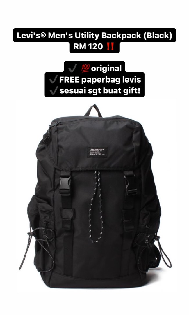 Levis Men Utility Backpack Black Men s Fashion Bags Backpacks