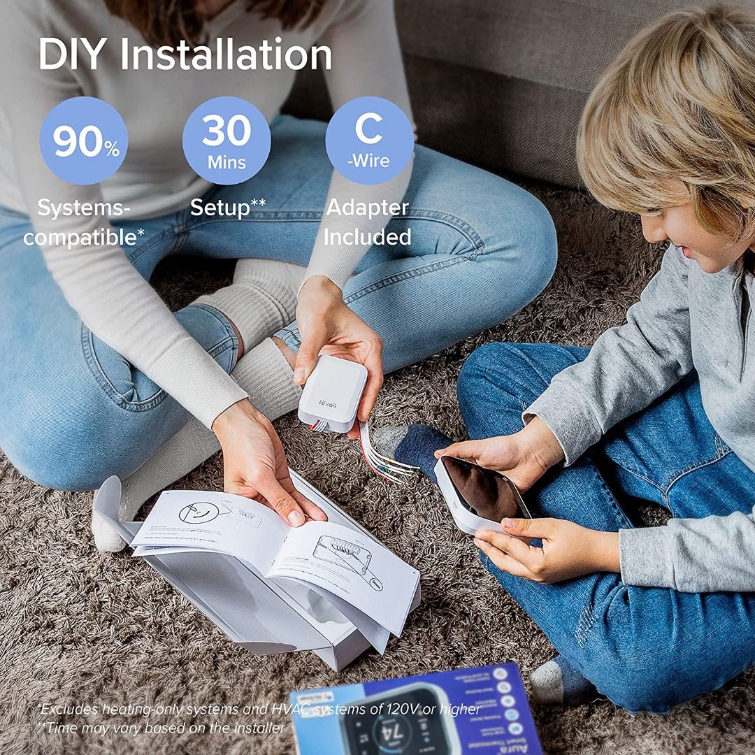 LEVOIT Smart Thermostat for Home,WiFi Programmable Digital Thermostat,Works  with Alexa and Smart Sensor,Energy Saving, Large Touch Screen,C-Wire  Adapter Included,DIY Install,White, Health u0026 Nutrition, Health Monitors u0026  Weighing Scales on Carousell