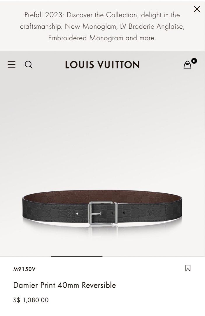 Louis Vuitton Louis Vuitton Damier Print 40MM Reversible Belt