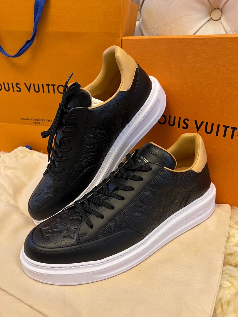 Louis Vuitton Black Leather Beverly Hills Low Top Sneakers Size 41 Louis  Vuitton