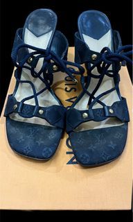 Authentic Louis Vuitton Monogram Denim Bow Slide Sandals Pink EUR 36 NEVER  USED