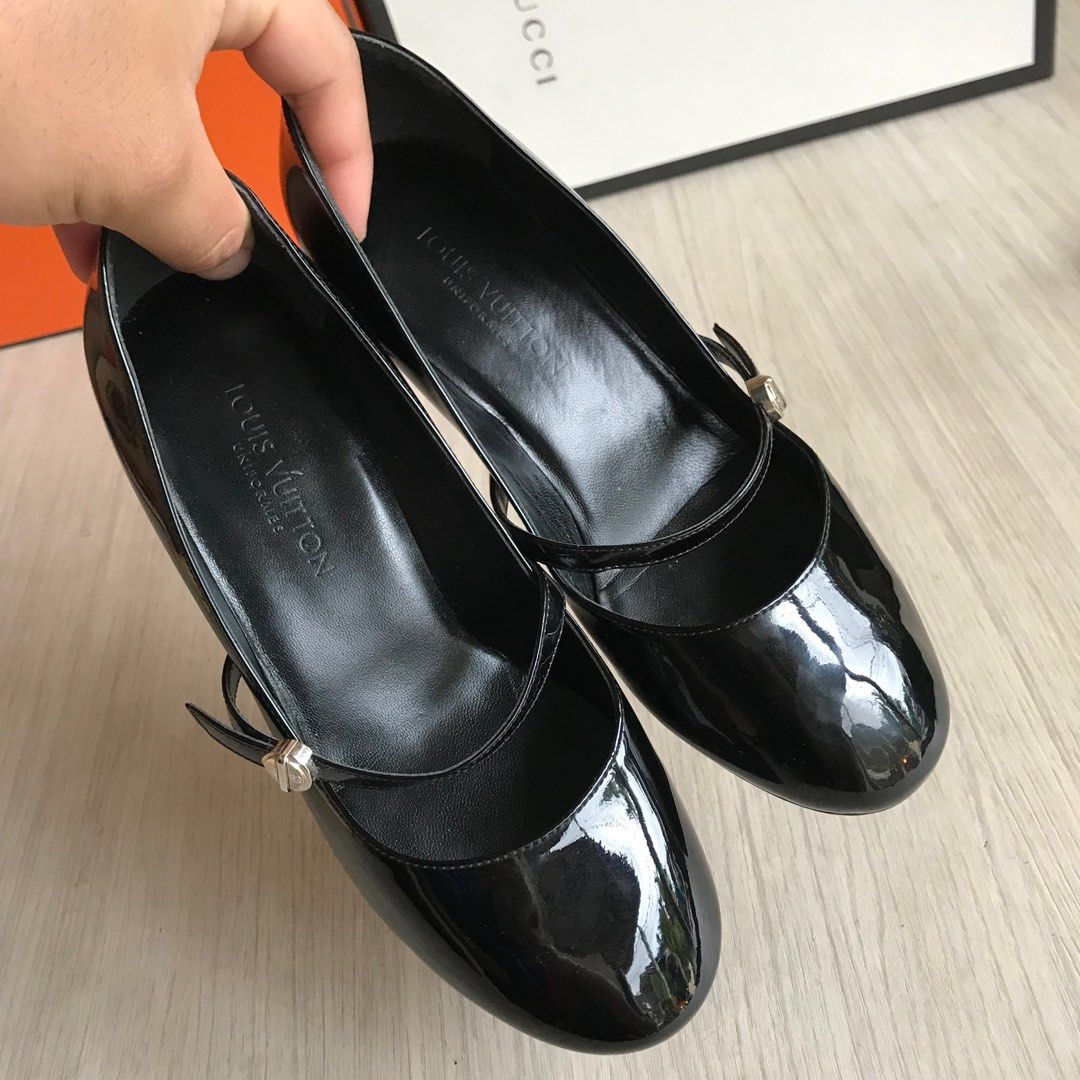 Louis Vuitton Black Patent Leather Mary Jane Uniforme Flats