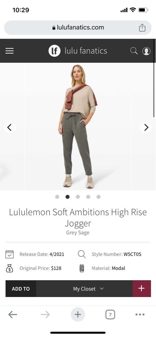 Lululemon Soft Ambitions High Rise Crop - Graphite Grey - lulu