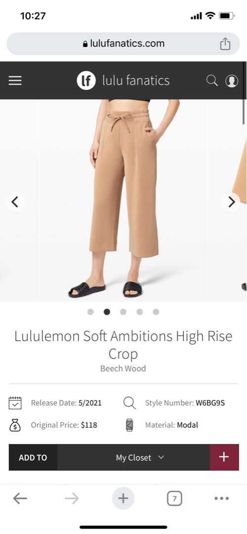 Lululemon Soft Ambitions High Rise Crop - Graphite Grey - lulu