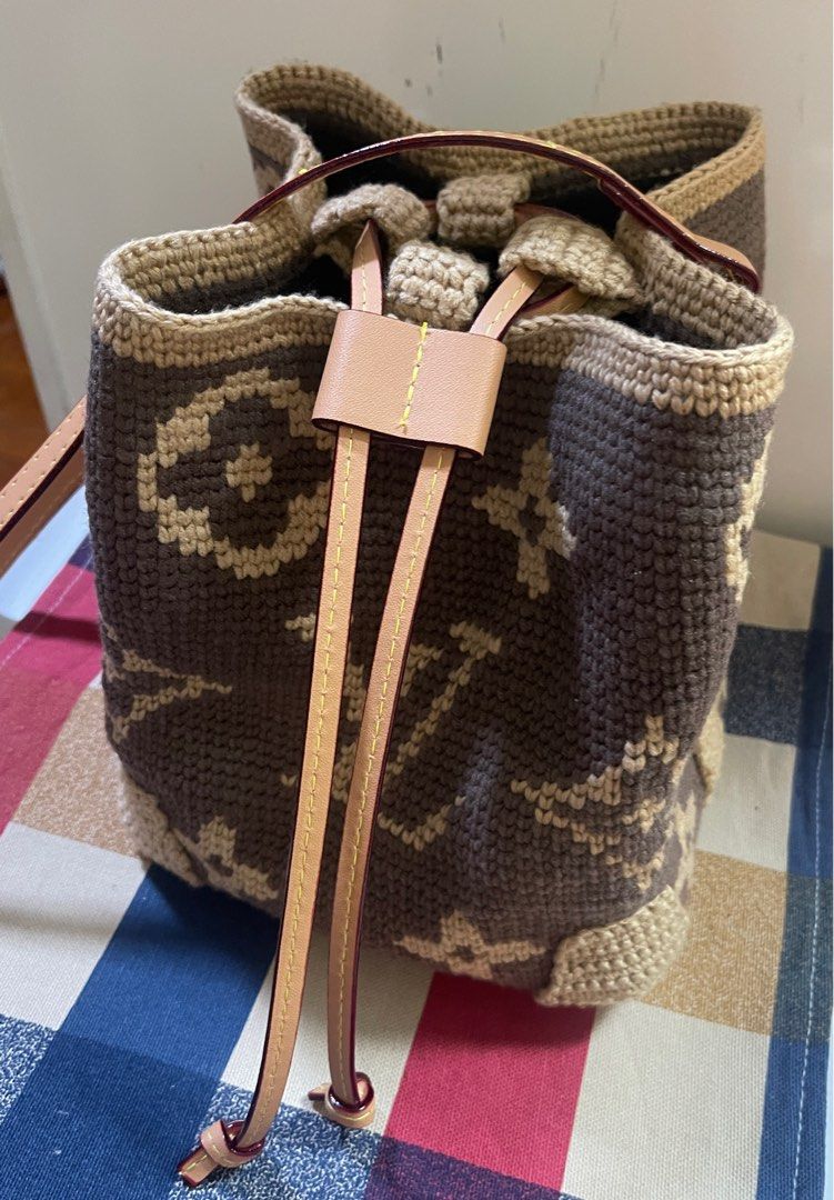 LV pattern Handmade Crochet Bucket Bag, Women's Fashion, Bags & Wallets,  Shoulder Bags on Carousell